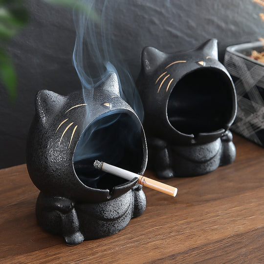 El Gato Negro - Cinzeiro de Cerâmica de Alta-Qualidade - Suporta Altas Temperaturas