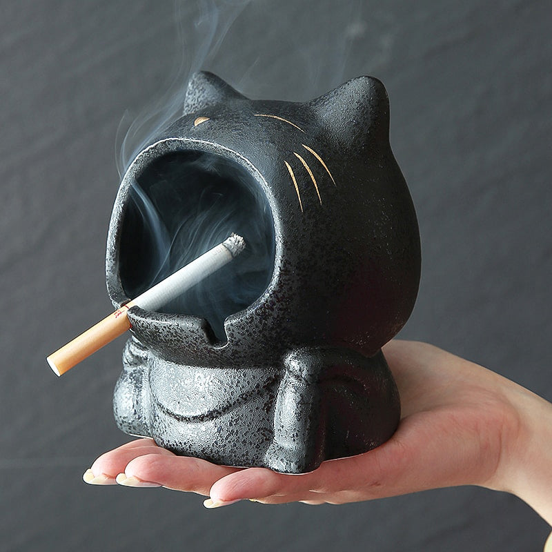 El Gato Negro - Cinzeiro de Cerâmica de Alta-Qualidade - Suporta Altas Temperaturas